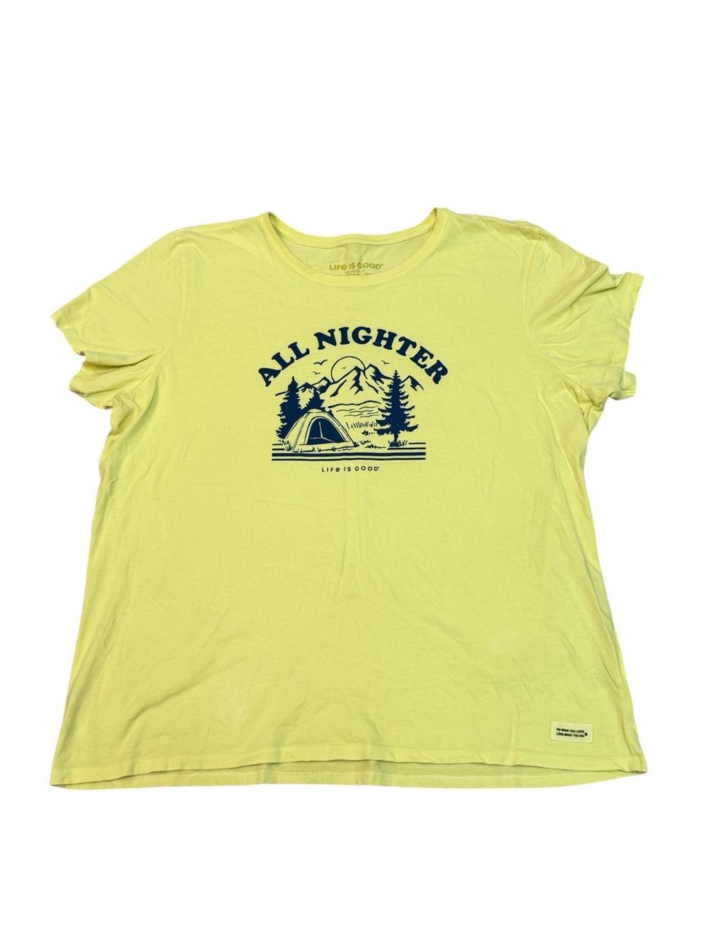 Life is Good Lemon Yellow “All Nighter” Crusher Lite Camping T-Shirt Tee XXL